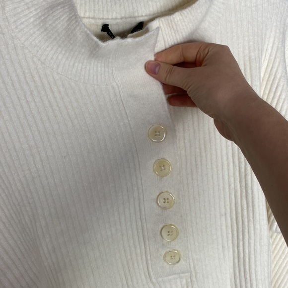 Marissa Webb Arie ribbed cashmere blend Henley sweater in cream size S - Picture 8 of 14